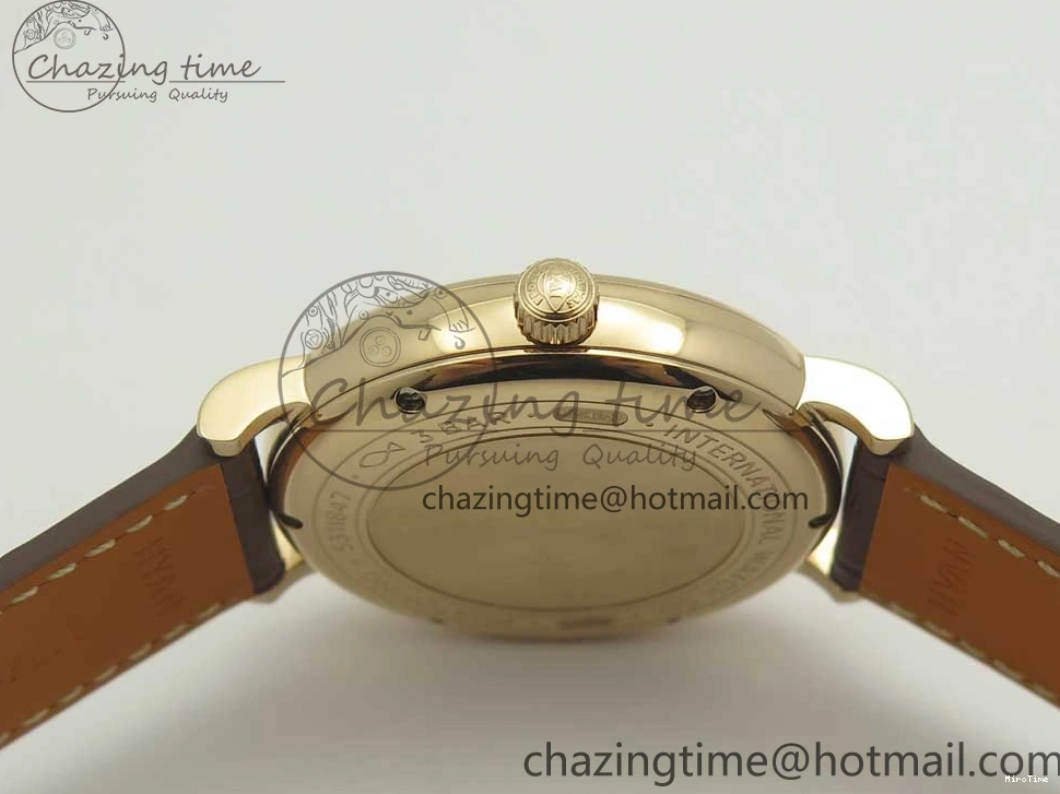 MIROTIME 0224 SportInspired Portofino IW458101 RG MK 1:1 Best Edition Gray Dial On Brown Leather Strap MIYOTA 7165